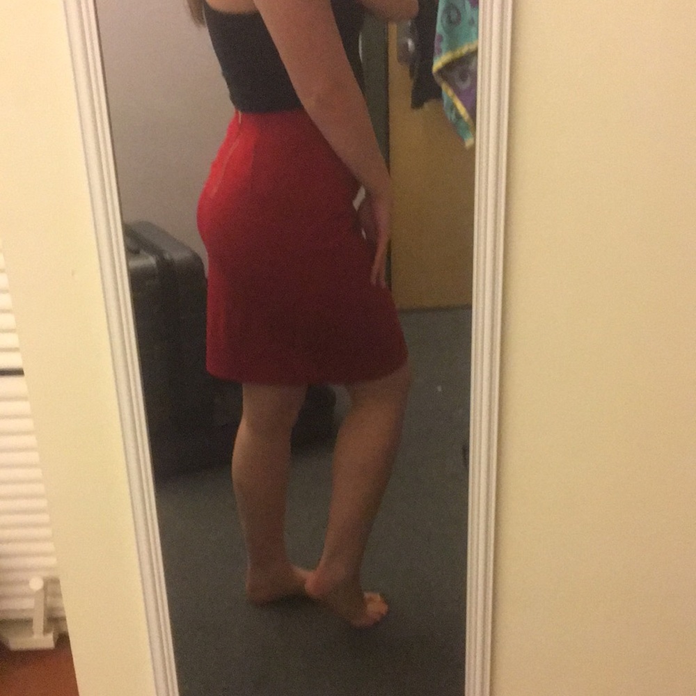 Red stretchy pencil skirt size 8